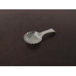 A Hester Bateman silver caddy spoon shell bowl, brightcut detail to handle, London 1789,