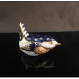 A Royal Crown Derby paperweight Wren, with gold stopper,