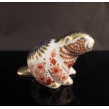 A Royal Crown Derby paperweight Beaver with gold stopper