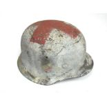 A WWII German design double decal Medic's style helmet, later liner. Buyer to determine age.