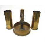 Three post-war brass shell cases including one converted to an ashtray