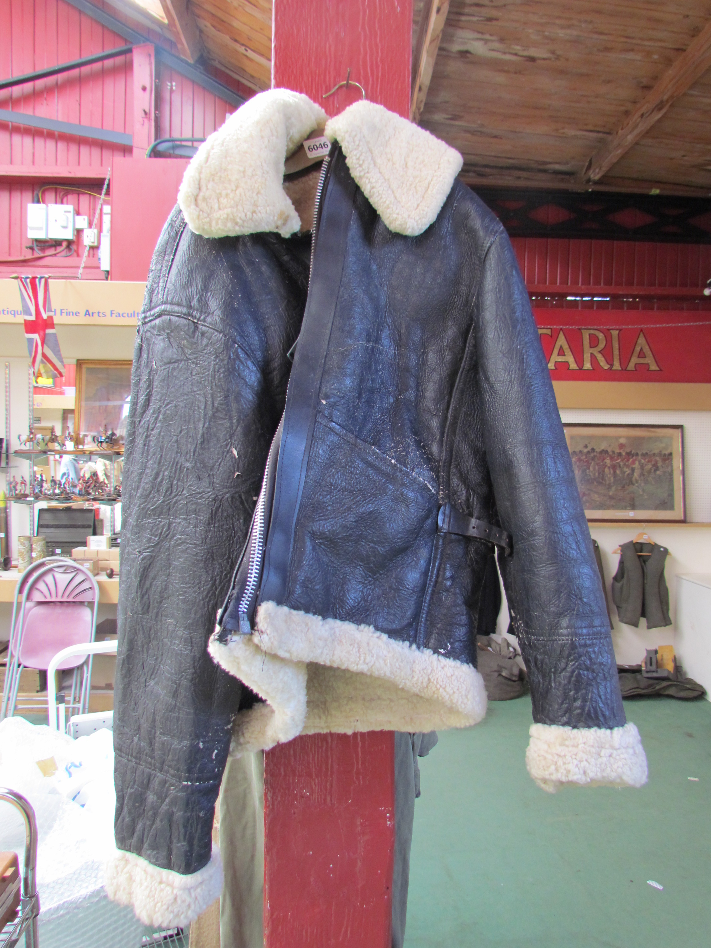 A reproduction sheepskin flying jacket