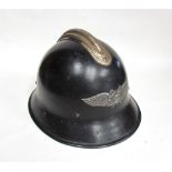 A WWII German Luftwaffe helmet with liner and chin strap