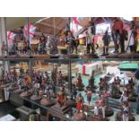 A collection of hand-painted metal and resin figurines, mainly Napoleonic,