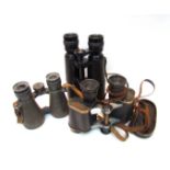 Three pairs of German binoculars including WWI Carl Zeiss Fernglas and a pair of Hen Hensoldt DRP