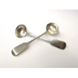 A pair of Samual Hayne & Dudley Cater, Victorian silver salt spoons London 1860, initialled handles,