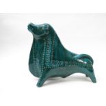 A large Italian early Bitossi pottery bull figurine designed by Aldo Londi (crack to tail),