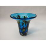 A large contemporary abstract design flared glass vase. 23.