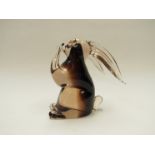 A Murano glass figure of a hare in brown glass,