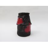 A Roth Keramik lava glaze vase in black red and blue,