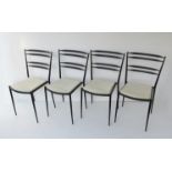 Lloyd Loom 'Lusty' set of four stacking chairs in black with white seats