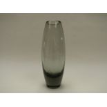 A Holmegaard Per Lutken smoked glass vase, etched marks to base and No. 15391, 22.