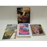 Four modern design books including Pop Art/Inc Warhol Dates 1970, Design Magazine 1972,