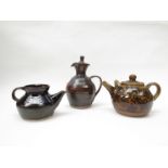 A Peter Dick studio pottery teapot, a Welsh studio pottery coffee pot,