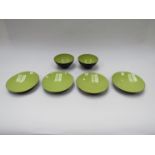 Six 1950's vintage Herbert Krenchil Krenic Danish enamel ware bowls/dishes together with four