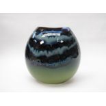 A Poole Living Glaze vase in green and blue colours,