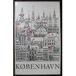 A Jacob Sneum Kobenhoua poster depicting the towers of Copenhagen 100cm x 62cm