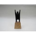 Danish cast iron humanist sculpture on a wood base 22cm high