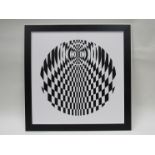 FRANK DOWNTON (b.1936) A hand cut vinyl on plastic OP art abstract in black and white, signed verso.