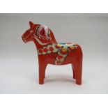 An Äkta Swedish painted wooden horse by G A Olsson. 25.