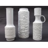 Three West German white gloss porcelain vases - Kaiser 251/26,