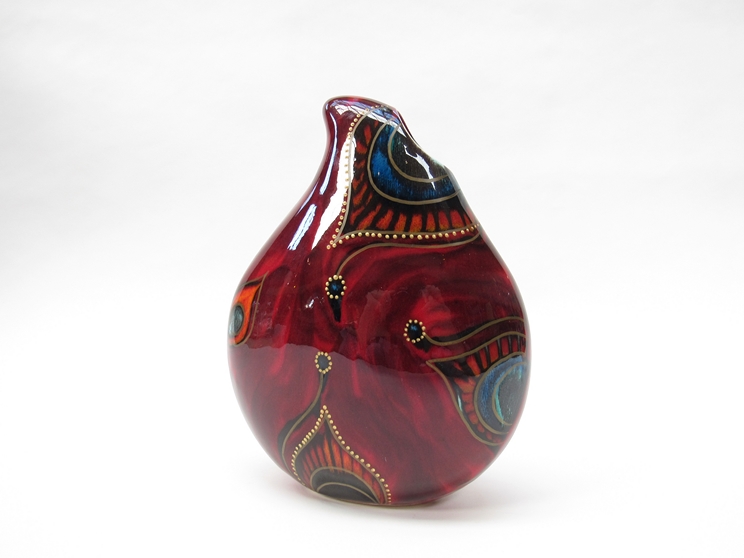 An Anita Harris AHS Pottery vase in 'Golden Peacock' pattern 22cm high