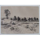 ROBERTSON:(?) Landscape 1936, pen and ink indistinctly signed and dated.