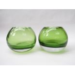 A pair of Kate Spade, New York green "fish bowl" vases.