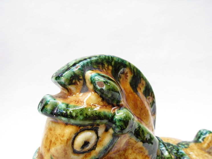 A mid Century Italian pottery horse in the style of Aldo Londi, yellow, green, - Image 2 of 2