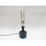 A small 1960's Danish blue pottery lamp base by Herman Kahler