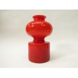 An Alsterfors (Sweden), red glass vase, designed by Per Olof Strom,