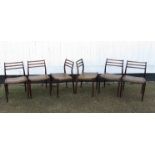 A set of six Danish rosewood dining chairs by Niels Moller for J L Moller,