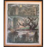 A framed and glazed print after John Piper 'Clytha Castle Triptych'.