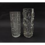 Two Hermanova Glassworks colourless vases, designed by Frantisek Vizner and Frantisek Peceny,