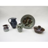 DAVID & SIMON EELES - A small studio pottery vase, a lidded dish,