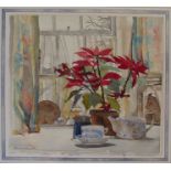 DAWN NAYLOR (XX): Poinsettia (titled over leaf) Watercolour on paper signed lower left. 23.