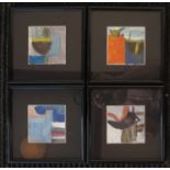 Four small St Ives style abstract framed pictures.