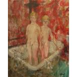 JOHN G BOYD (1940-2001) ARR: Mixed media of young children in bath tub.