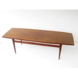 A Danish teak long coffee table. 150.5cm x 51.