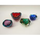 Four Murano sommerso glass bowls