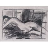 HERBERT "JIMMY" WEITEMEIER (German 1935-1998) Reclining Nude, charcoal on paper, unsigned. 23.
