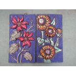 Two West German wall plaques with floral relief design,