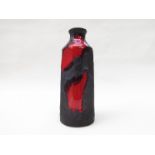 A Roth Keramik lava glaze vase in black, red and blue,