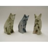 Three Carn Pottery figures of cats by John Beusmans,