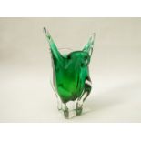 A chribska cased green glass vase by Josef Hospodka,