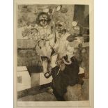 ANTHONY CARRELL (XX): A framed and glazed artists proof etching, Untitled, signed and dated 75',