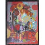 BAIBA REDERE (XX): "Fragments" 2008, original oil on canvas abstract painting signed,