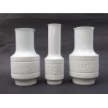 Three West German Thomas white porcelain vases. Tallest 24.