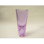 A Zelezny Brod Sklo (ZBS) Bohemian alexandrite (colour changing) glass vase with engraved bird