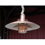 A 1960's Louis Poulsen style copper multi-tiered ceiling pendant by Form Light,